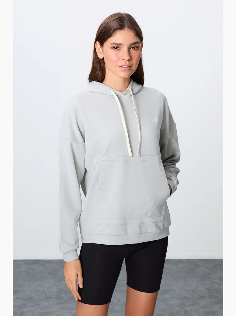 Felpa con cappuccio oversize e tasca tommy Grigio chiaro - Kiabi