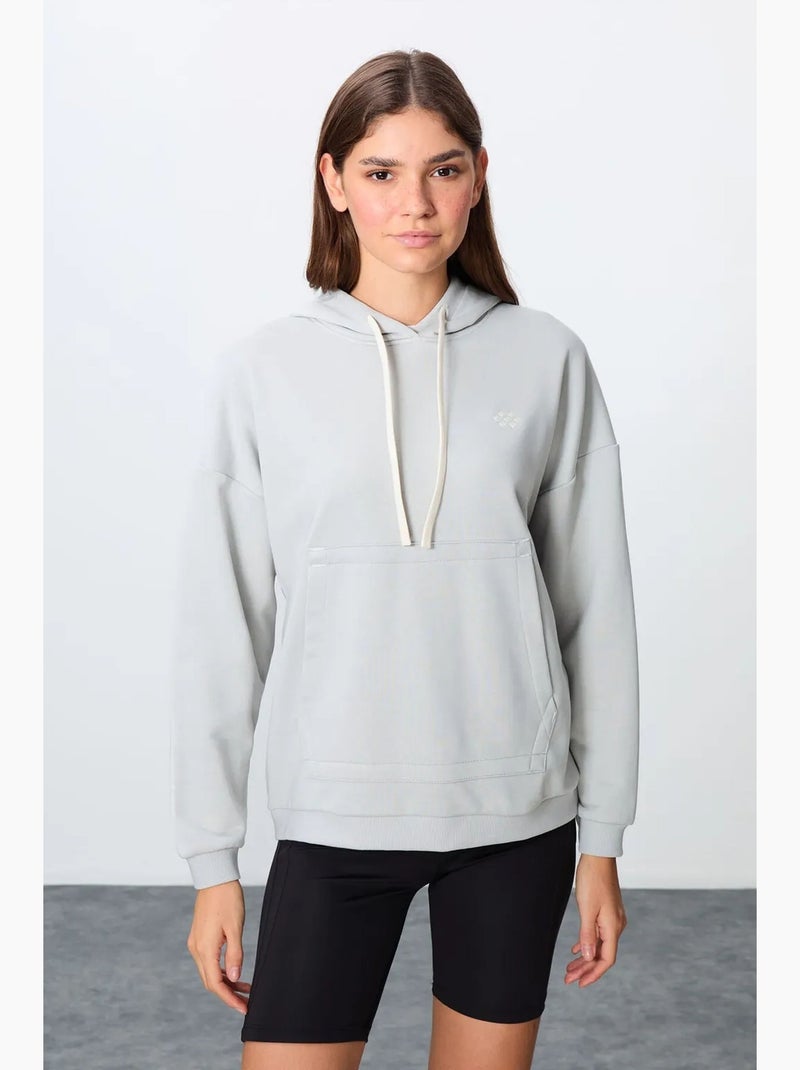 Felpa con cappuccio oversize e tasca tommy Grigio chiaro - Kiabi