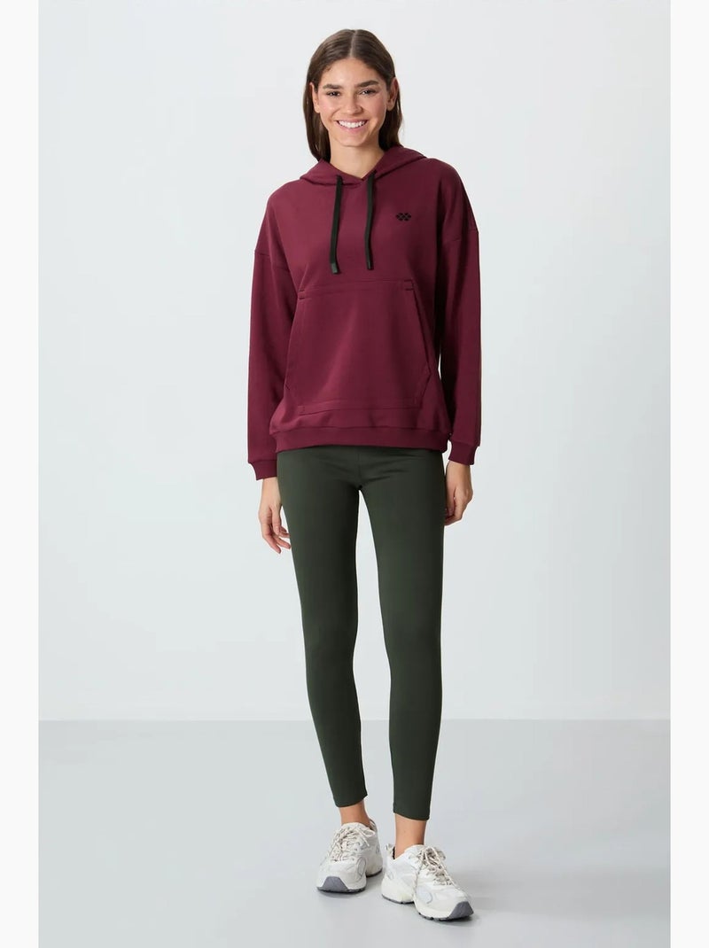 Felpa con cappuccio oversize e tasca tommy Rosso bordeaux - Kiabi