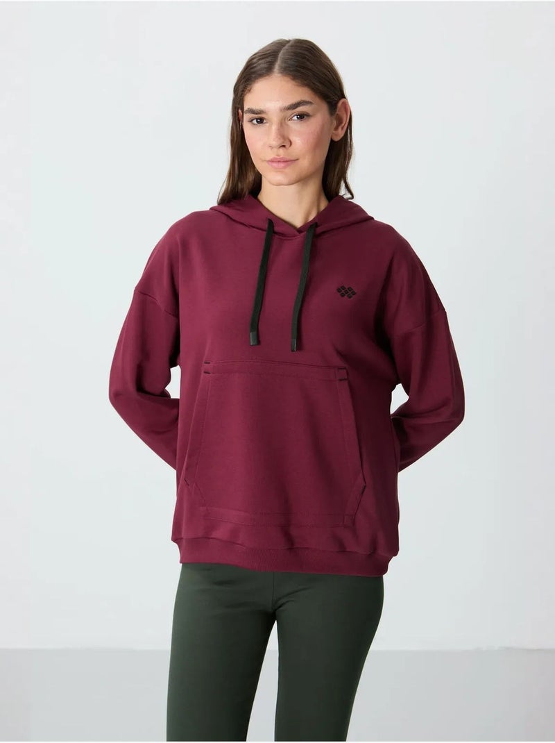 Felpa con cappuccio oversize e tasca tommy Rosso bordeaux - Kiabi
