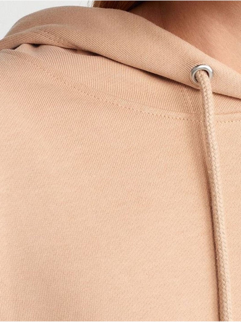 Felpa con cappuccio oversize in cotone con spacco dilvin Beige argilla - Kiabi