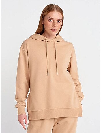 Felpa con cappuccio oversize in cotone con zip frontale dilvin