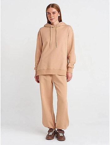 Felpa con cappuccio oversize in cotone con zip frontale dilvin