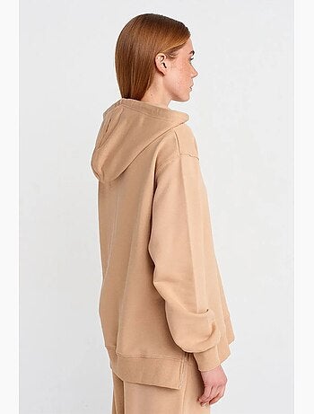 Felpa con cappuccio oversize in cotone con zip frontale dilvin