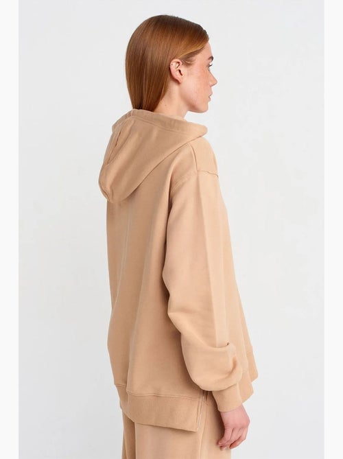 Felpa con cappuccio oversize in cotone con zip frontale dilvin - Kiabi