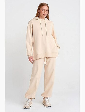 Felpa con cappuccio oversize in cotone con zip frontale dilvin