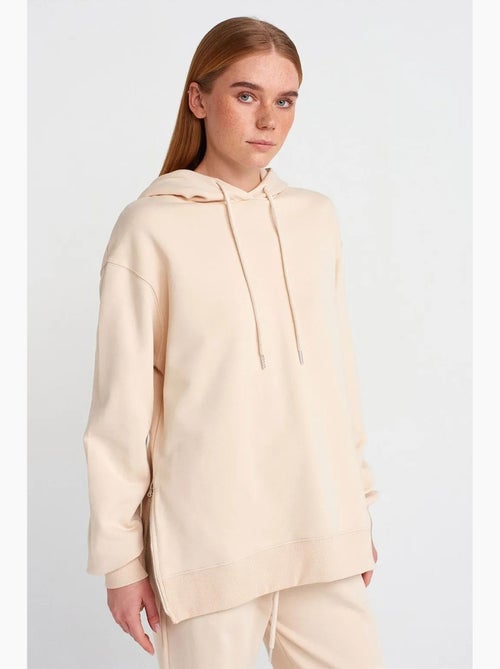 Felpa con cappuccio oversize in cotone con zip frontale dilvin - Kiabi