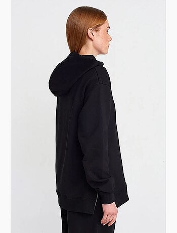 Felpa con cappuccio oversize in cotone con zip frontale dilvin