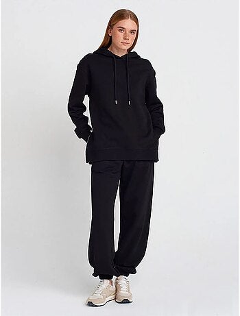 Felpa con cappuccio oversize in cotone con zip frontale dilvin