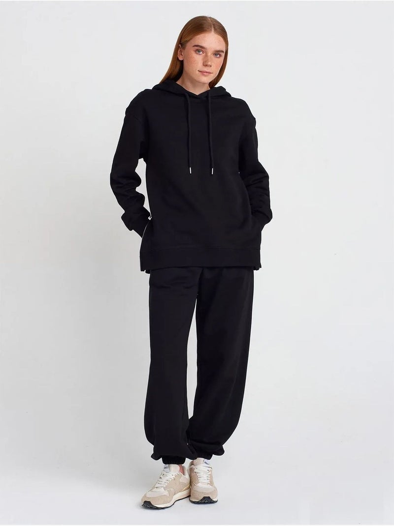 Felpa con cappuccio oversize in cotone con zip frontale dilvin Nero - Kiabi