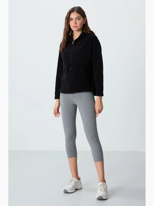 Felpa con cappuccio oversize in peluche con mezza zip tommy - Kiabi