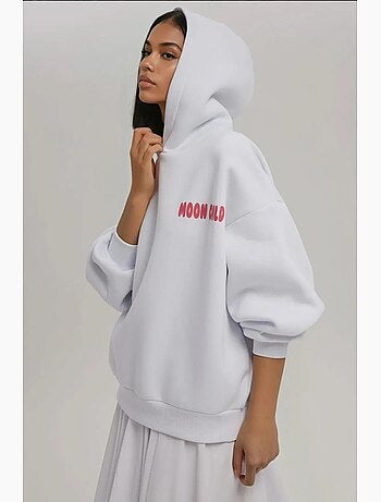 Felpa con cappuccio oversize stampata hiccup