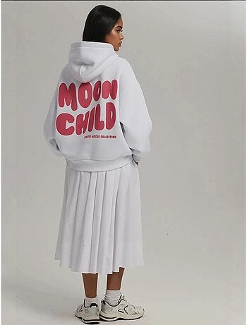 Felpa con cappuccio oversize stampata hiccup