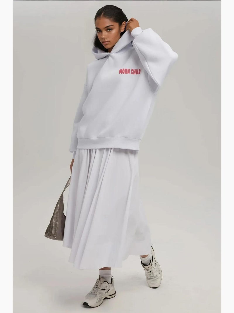 Felpa con cappuccio oversize stampata hiccup Bianco sporco - Kiabi