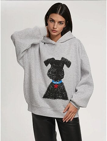 Felpa con cappuccio oversize stampata hiccup