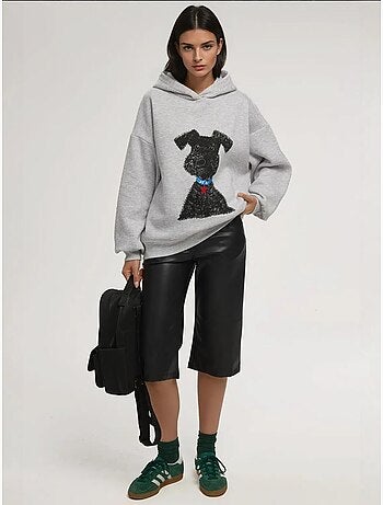 Felpa con cappuccio oversize stampata hiccup
