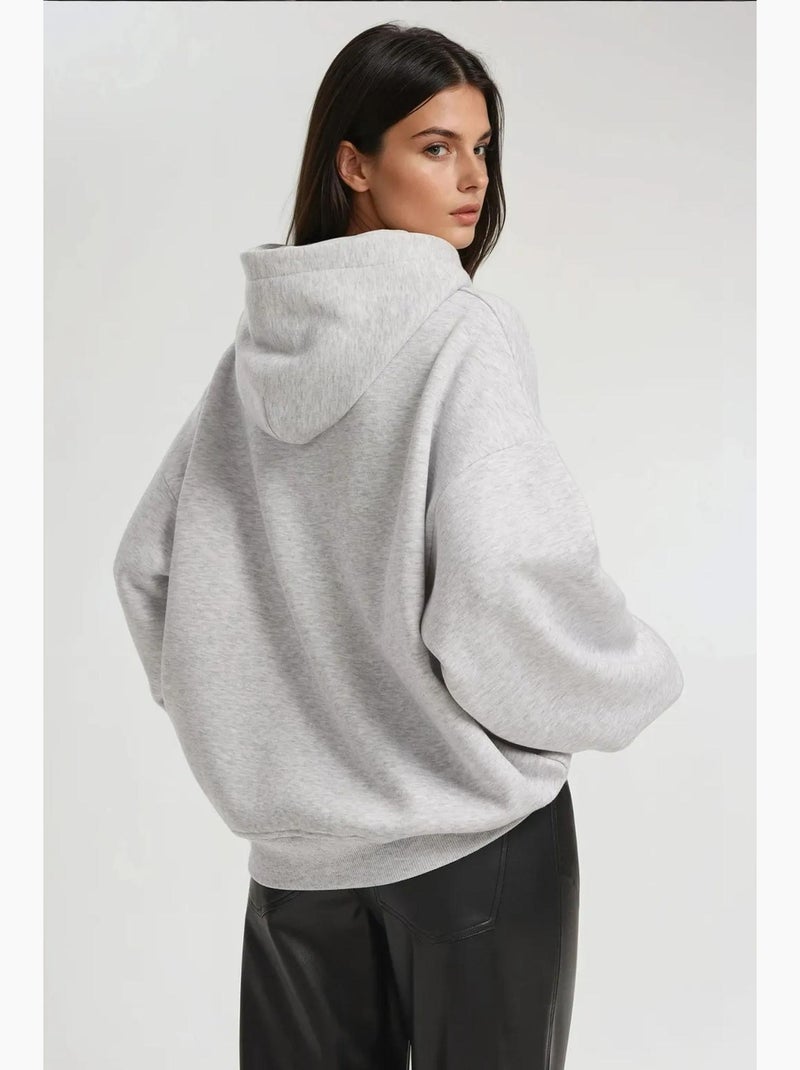 Felpa con cappuccio oversize stampata hiccup Grigio - Kiabi