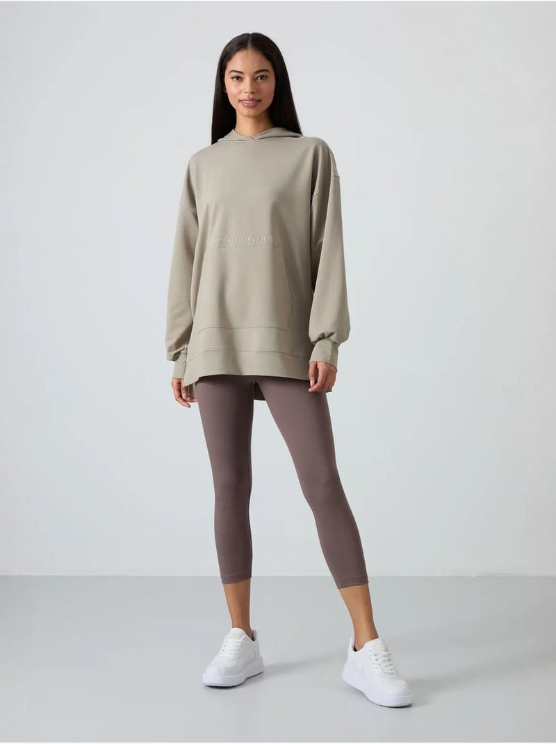 Felpa con cappuccio oversize stampata tommy Beige argilla - Kiabi