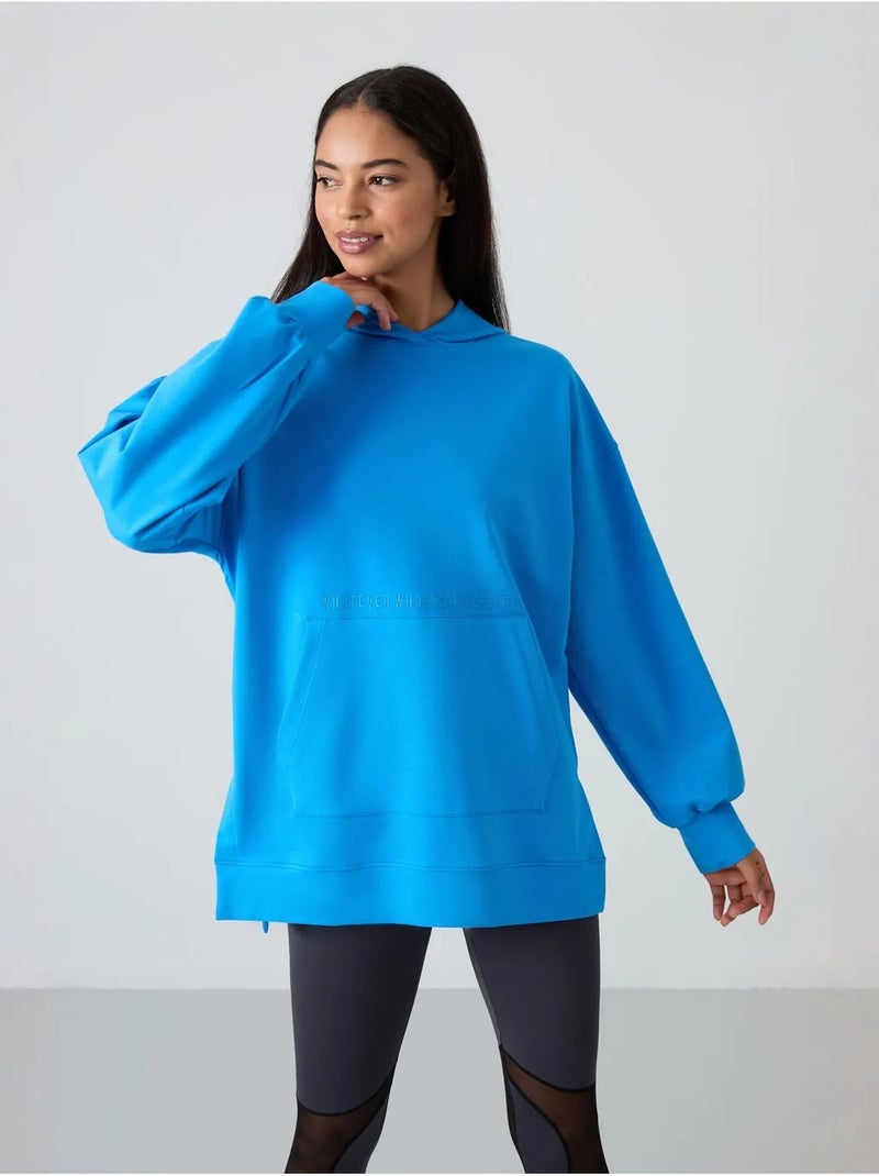 Felpa con cappuccio oversize stampata tommy Blu elettrico - Kiabi