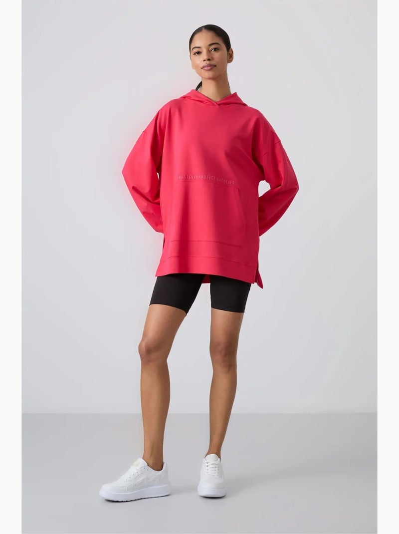 Felpa con cappuccio oversize stampata tommy Rosa fluo/Solinotes - Kiabi