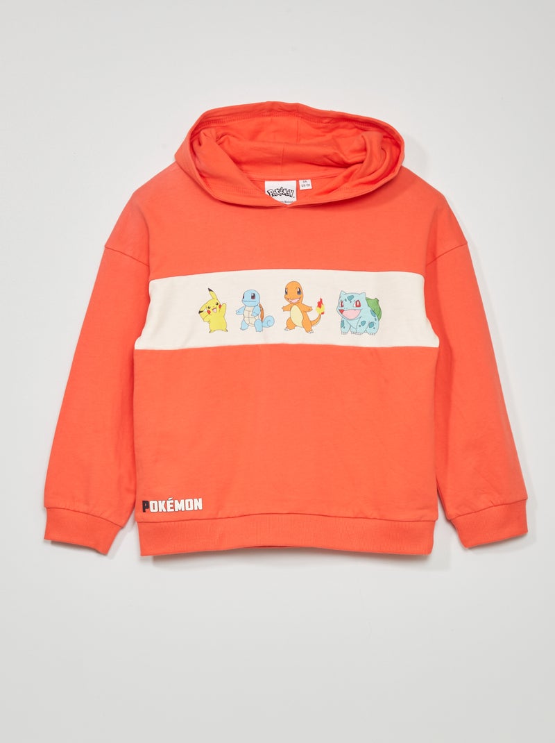 Felpa con cappuccio 'Pokemon' in jersey rosso corallo - Kiabi