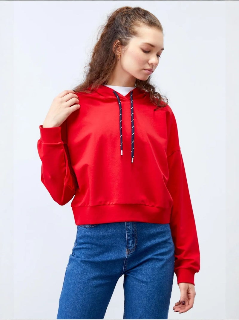 Felpa con cappuccio relaxed con dettaglio laccetto tommy Rosso - Kiabi