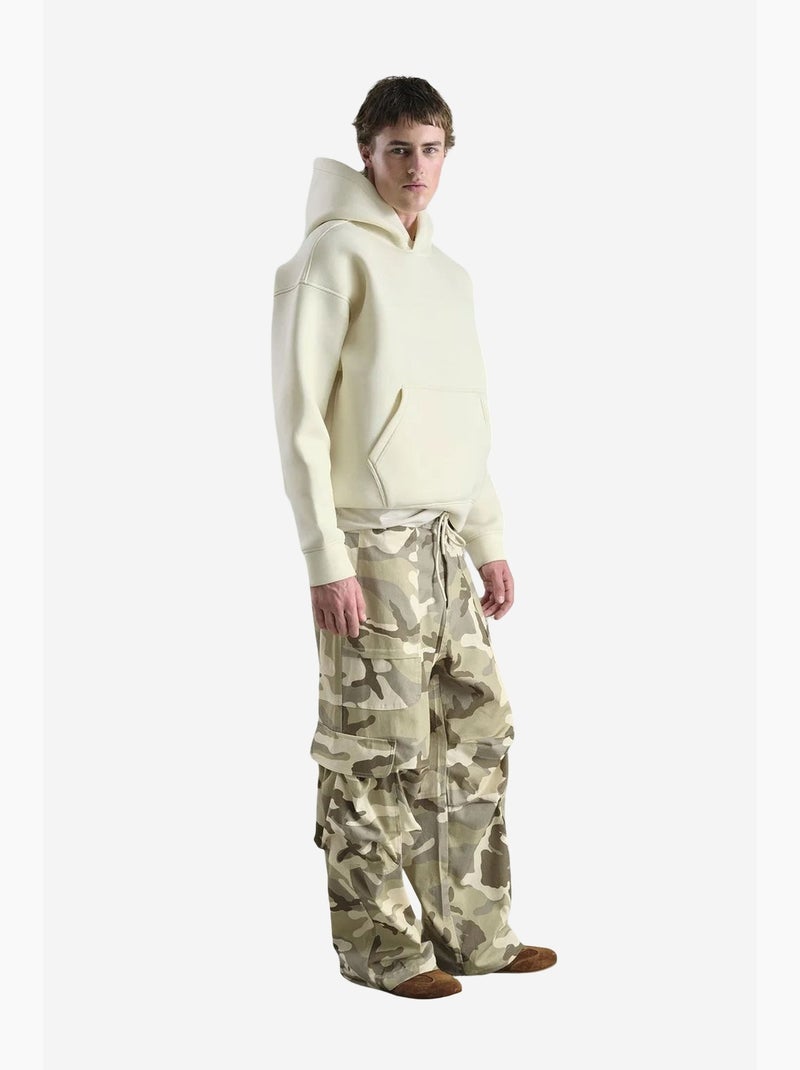 Felpa con cappuccio scuba oversize da uomo giesto Crema - Kiabi