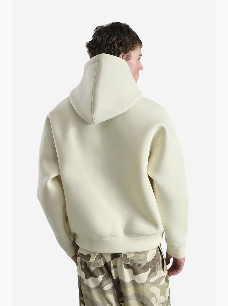 Felpa con cappuccio scuba oversize da uomo giesto Crema - Kiabi