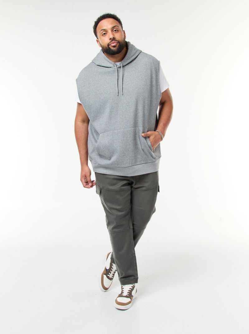 Felpa con cappuccio senza maniche e tasca a marsupio Grigio - Kiabi