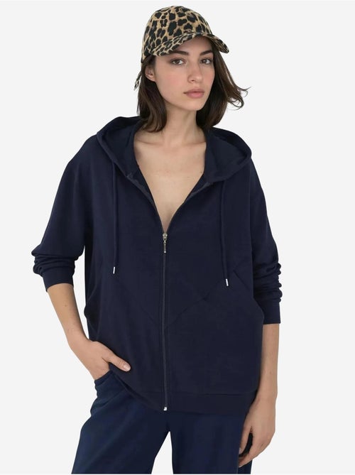 Felpa con cappuccio soft-touch con zip integrale hiccup - Kiabi