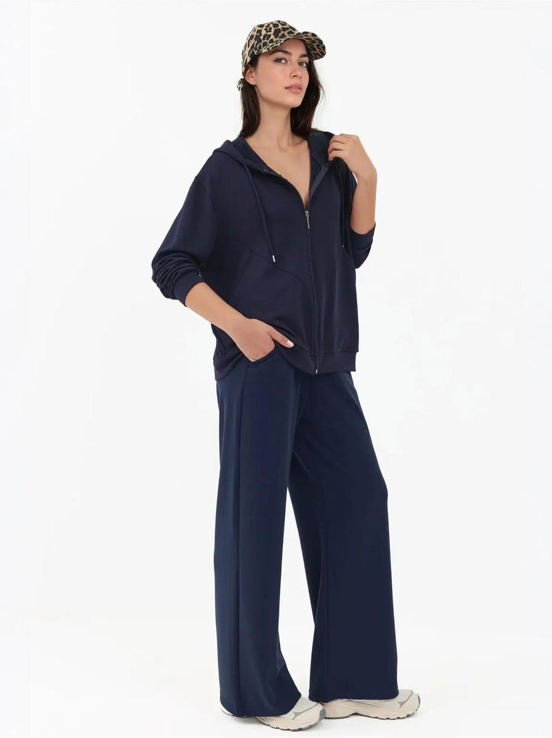 Felpa con cappuccio soft-touch con zip integrale hiccup Blu marino - Kiabi