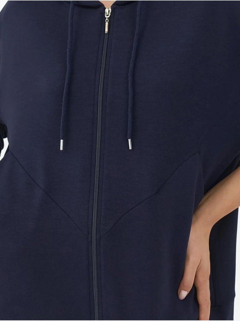 Felpa con cappuccio soft-touch con zip integrale hiccup Blu marino - Kiabi