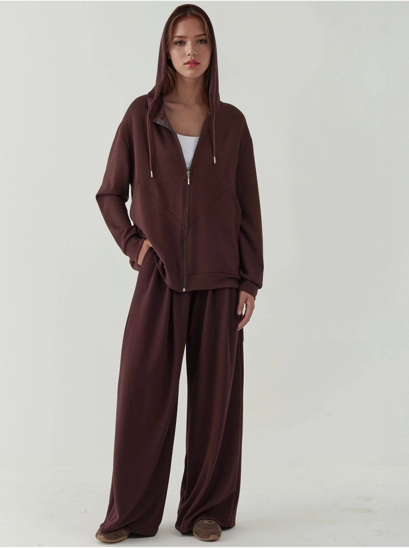 Felpa con cappuccio soft-touch con zip integrale hiccup Marrone scuro - Kiabi