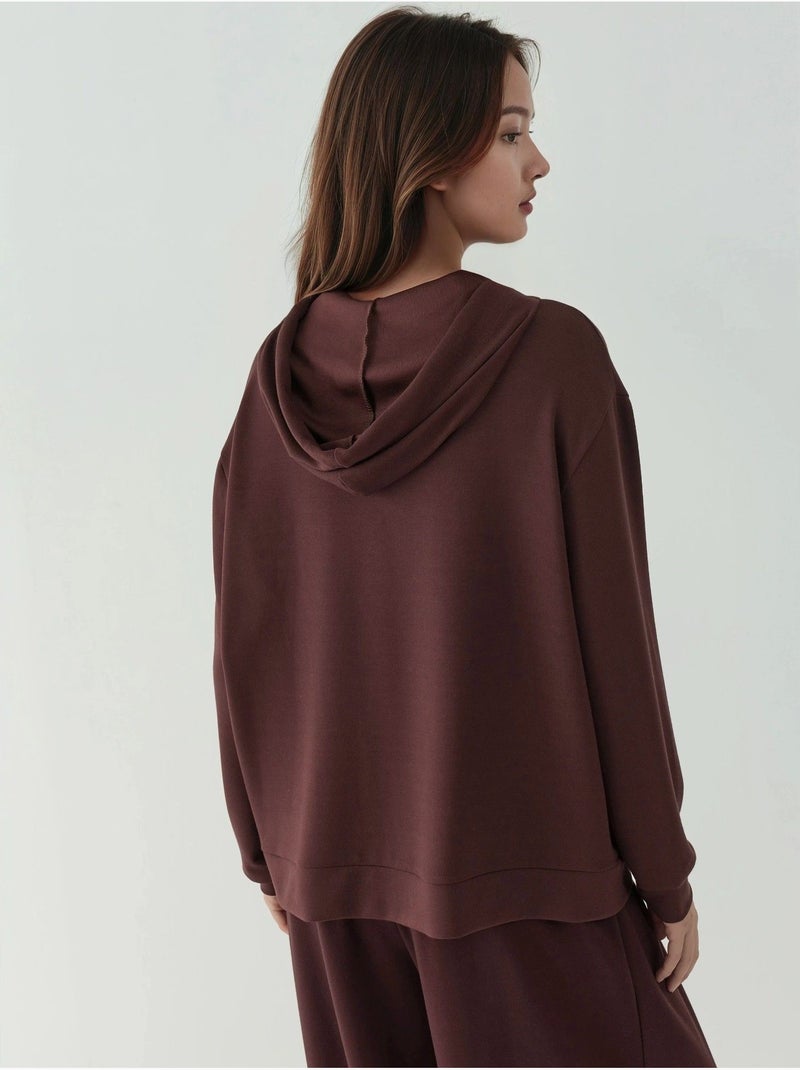 Felpa con cappuccio soft-touch con zip integrale hiccup Marrone scuro - Kiabi