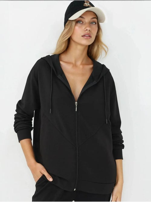 Felpa con cappuccio soft-touch con zip integrale hiccup - Kiabi Felpa con cappuccio soft-touch con zip integrale hiccup - Kiabi