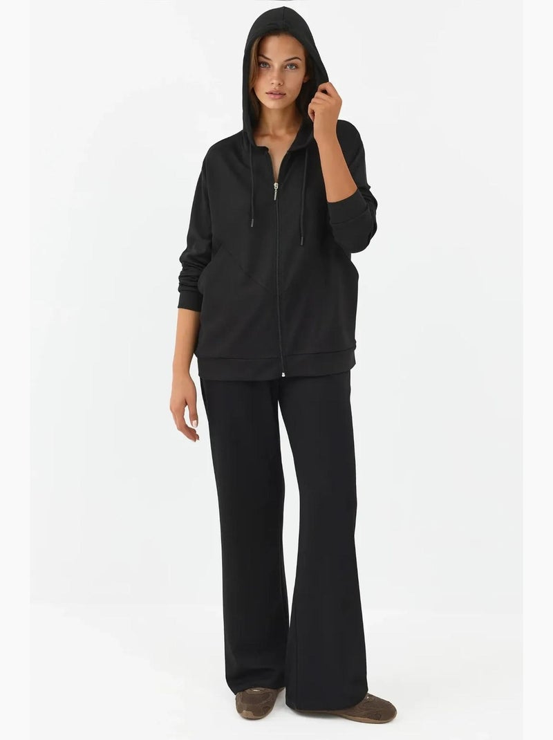 Felpa con cappuccio soft-touch con zip integrale hiccup Nero - Kiabi