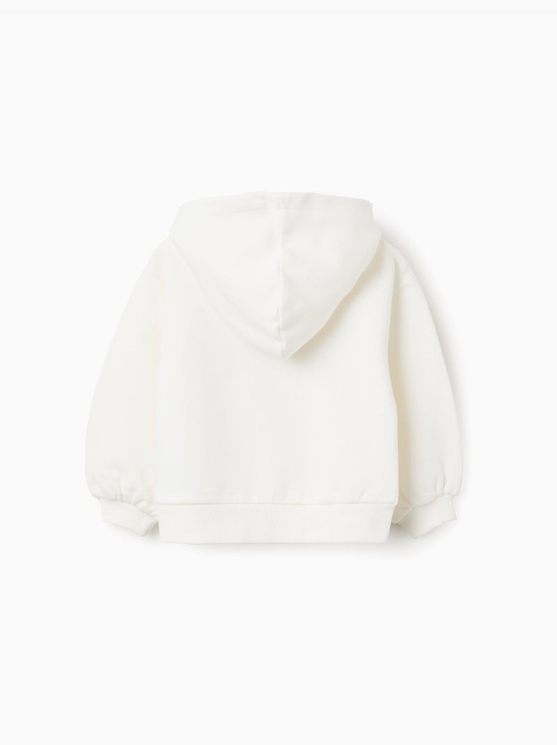 Felpa con cappuccio spazzolata con stampa stitch Bianco - Kiabi
