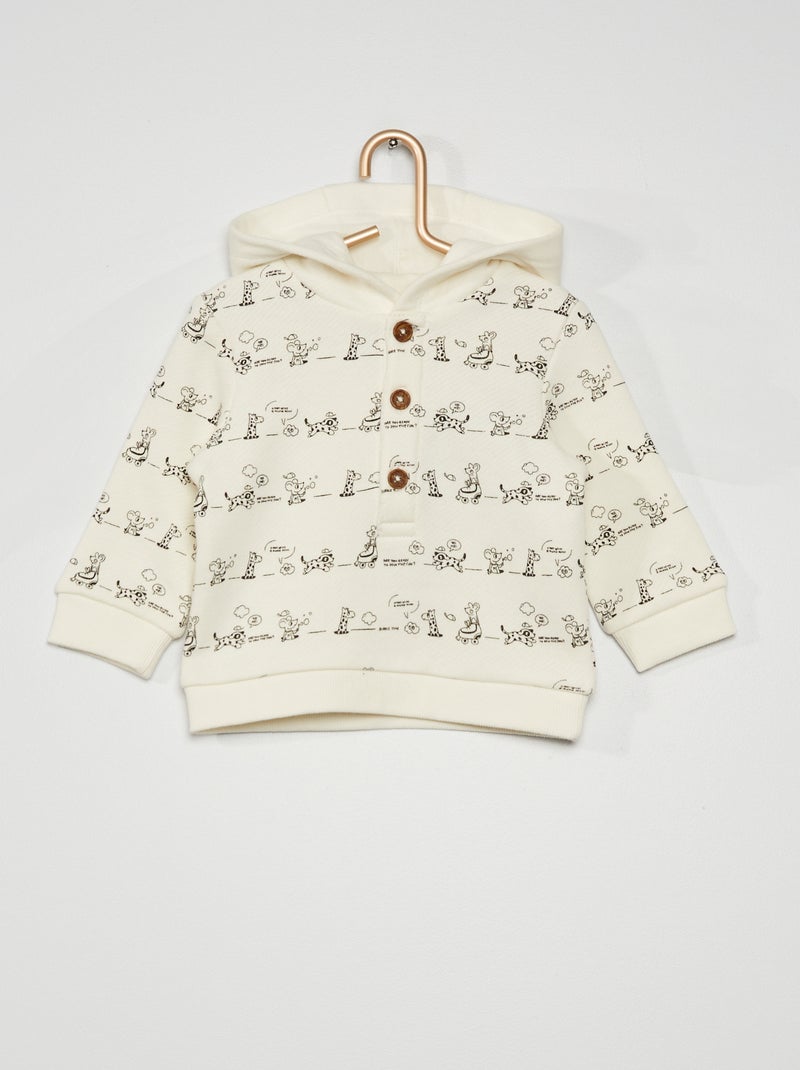Felpa con cappuccio stampa 'animali' BIANCO - Kiabi