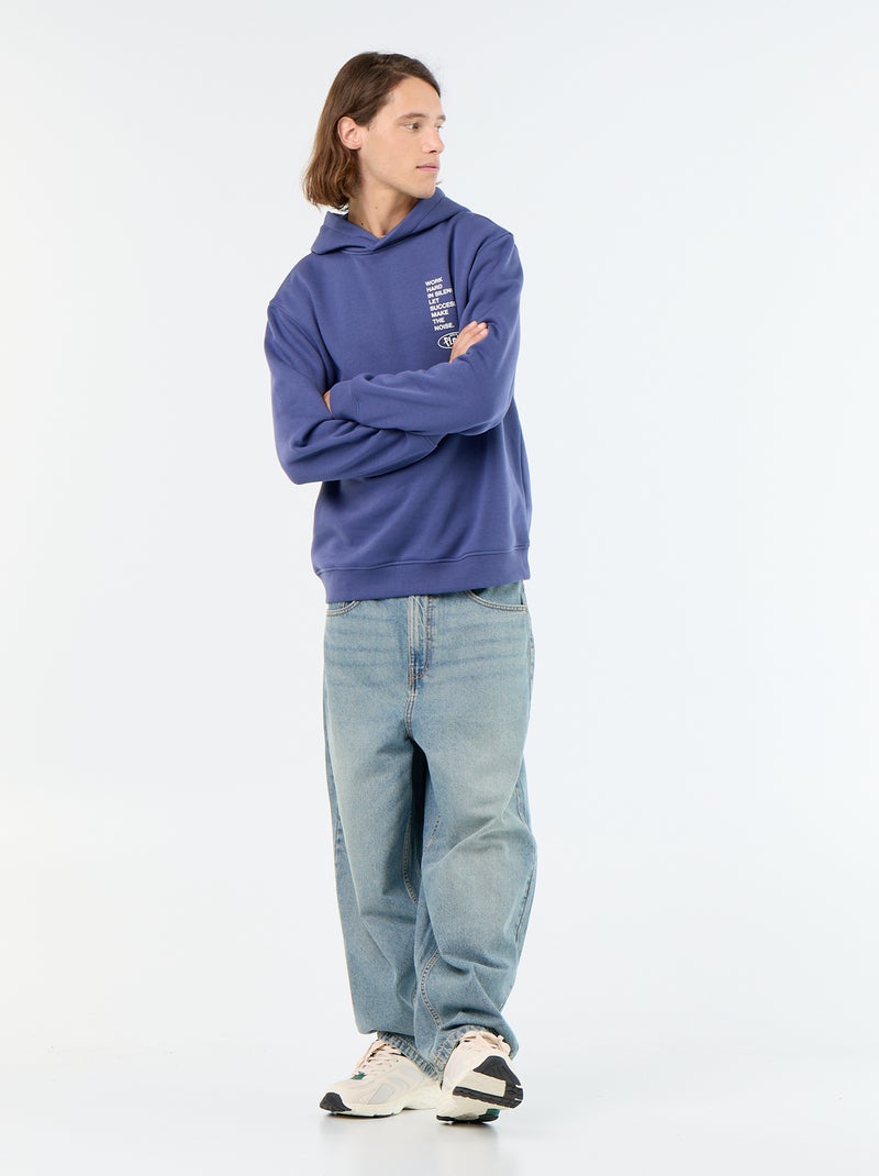Felpa con cappuccio stampata Blu - Kiabi