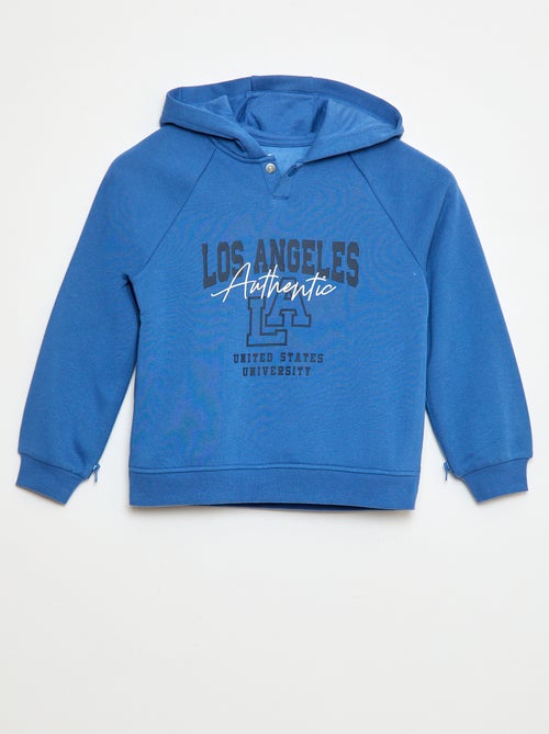 Felpa con cappuccio stampata con aperture laterali con cerniera - collezione facile da indossare - Kiabi