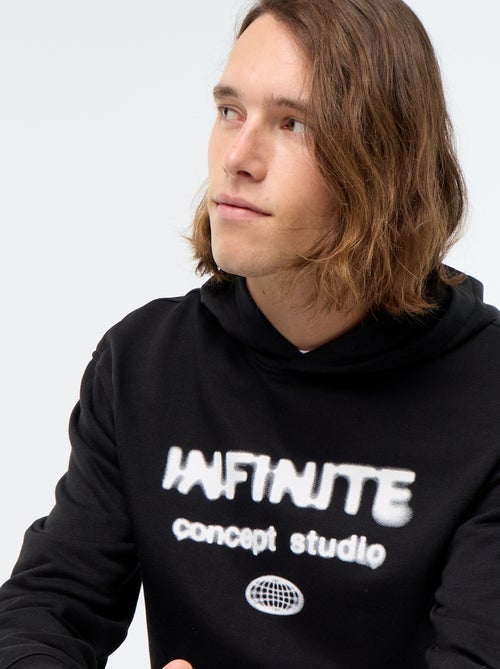 Felpa con cappuccio stampata in felpa garzata - Kiabi Felpa con cappuccio stampata in felpa garzata - Kiabi