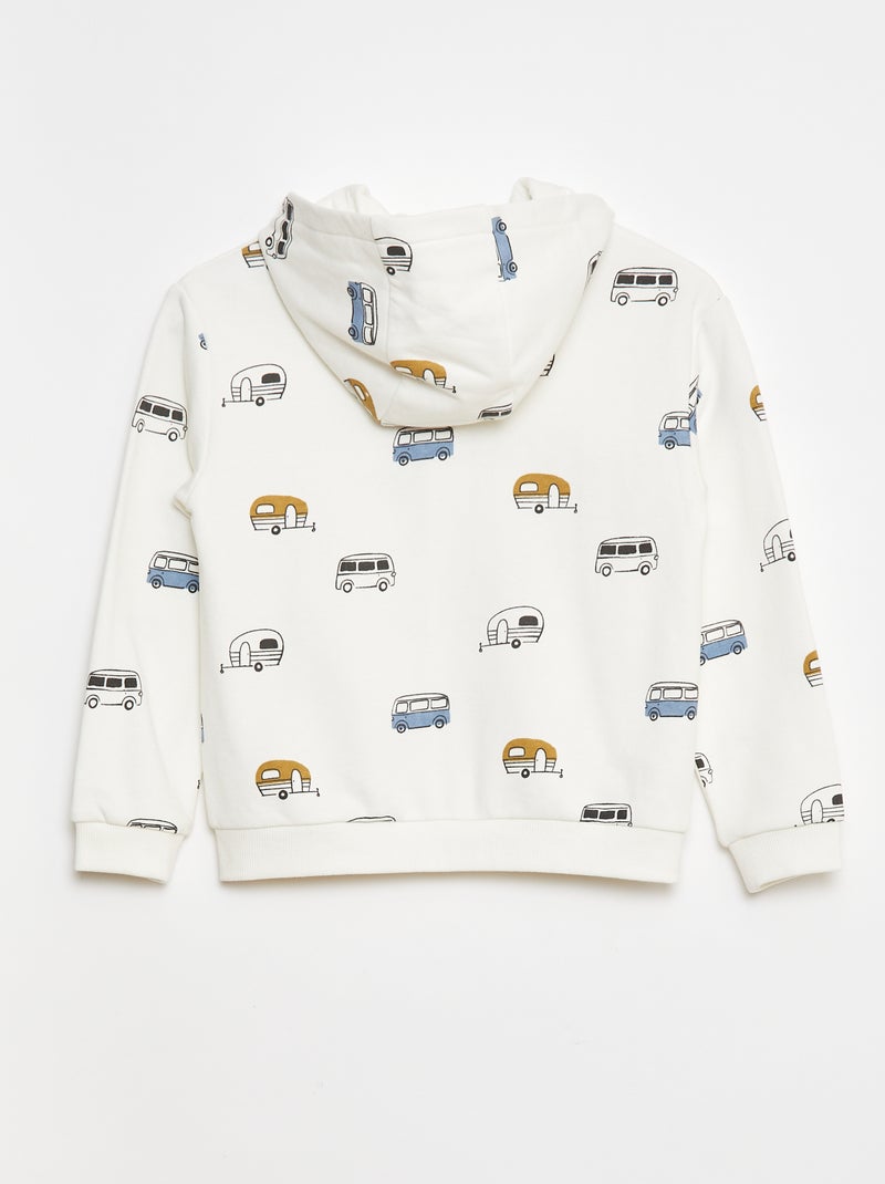 Felpa con cappuccio stampata in french terry Bianco - Kiabi