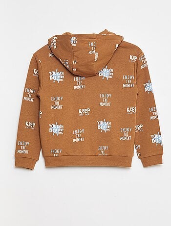 Felpa con cappuccio stampata in french terry