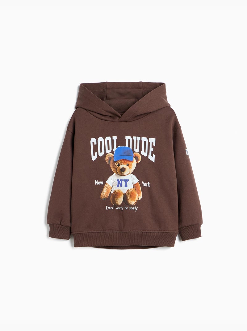 Felpa con cappuccio stampata, mo fashion Marrone - Kiabi