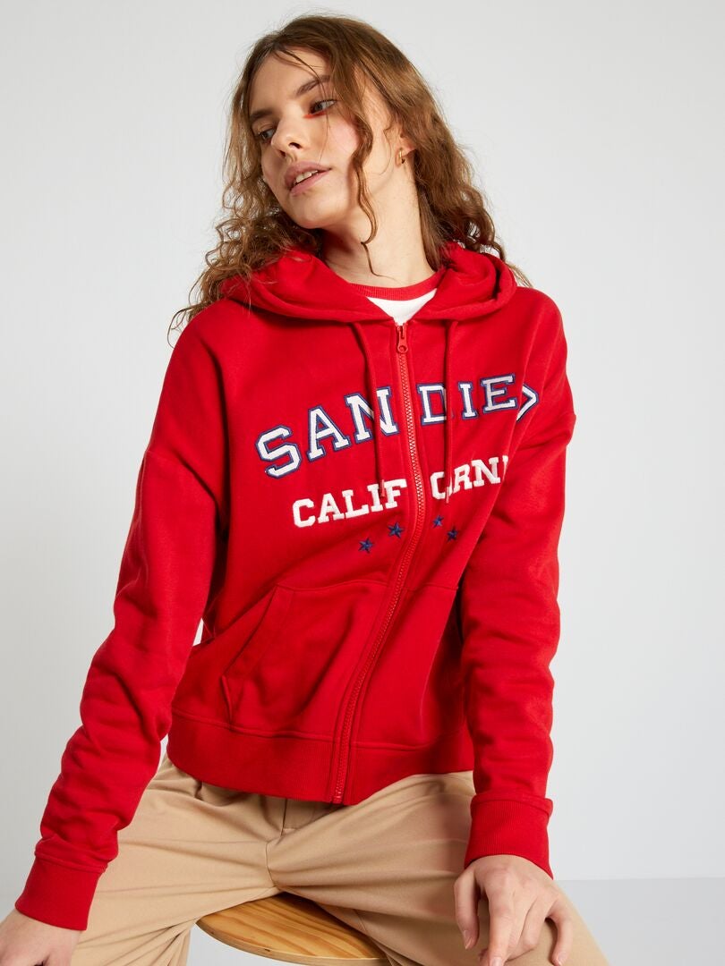 Felpa con cappuccio stampata 'USA' ROSSO - Kiabi