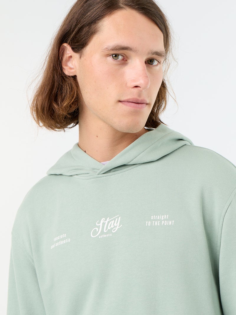 Felpa con cappuccio stampata Verde - Kiabi