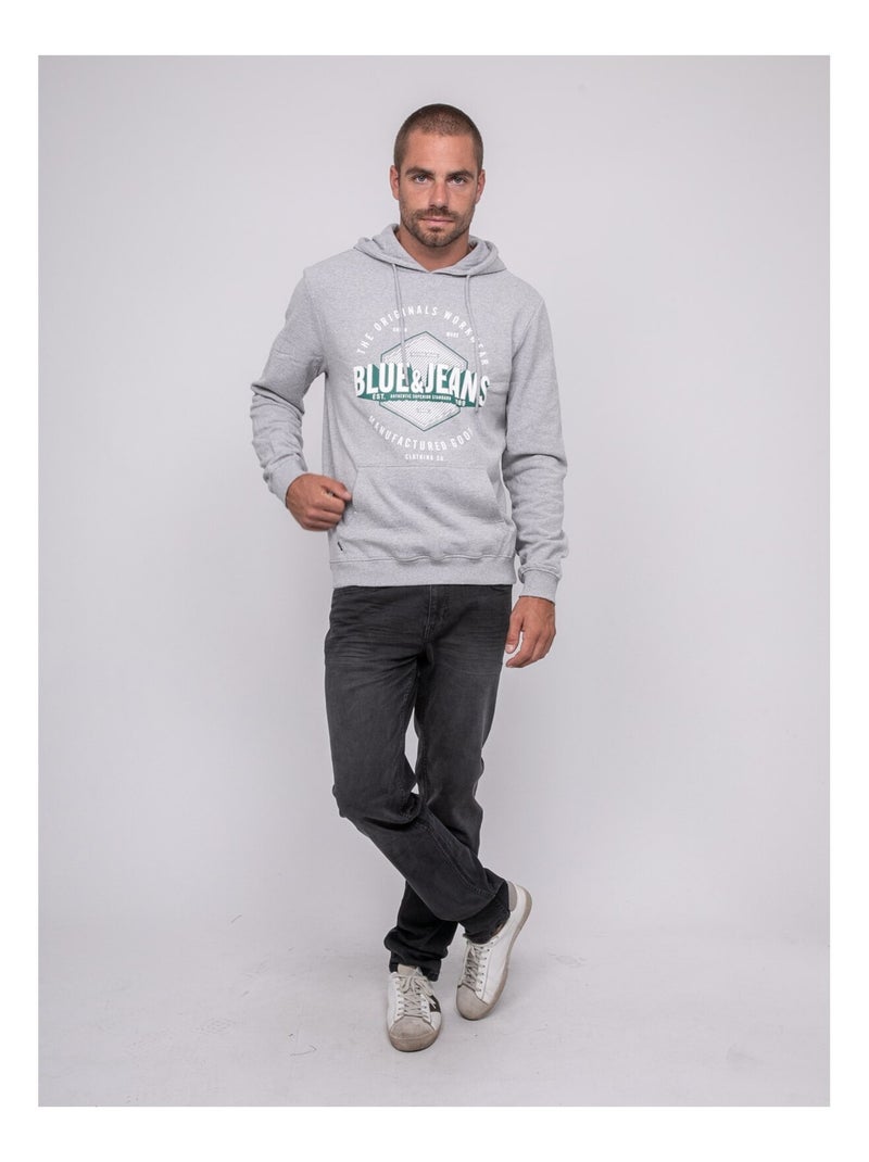 Felpa con cappuccio stampata WADADY Grigio melangiato - Kiabi