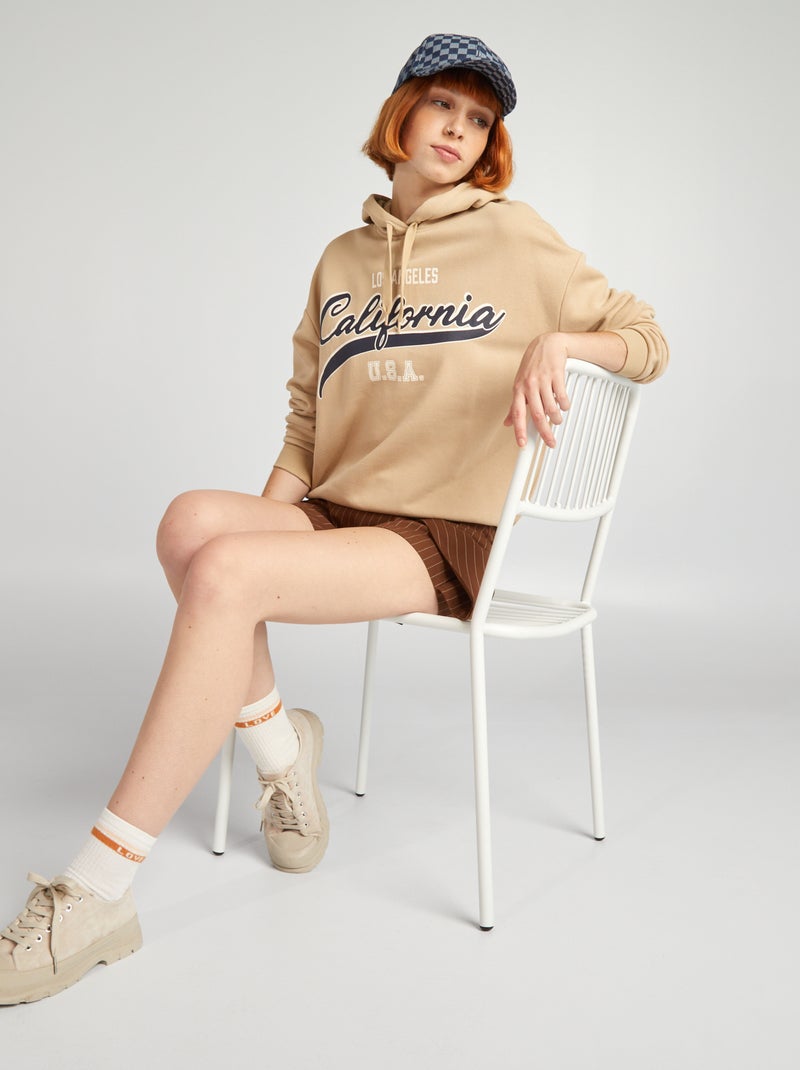 Felpa con cappuccio stile campus BIANCO - Kiabi