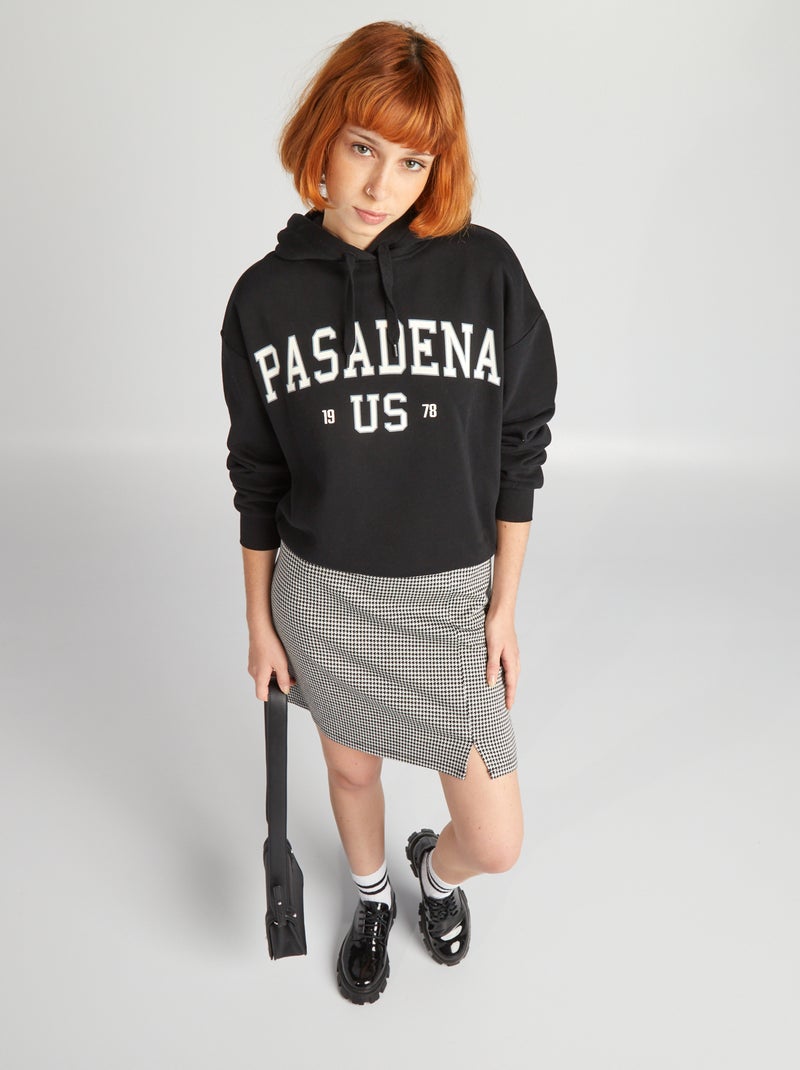 Felpa con cappuccio stile campus NERO - Kiabi