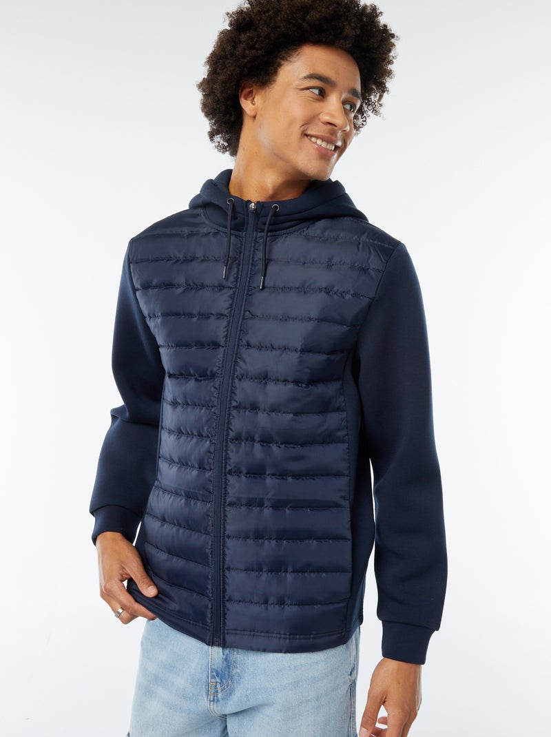 Felpa con cappuccio stile piumino blu - Kiabi